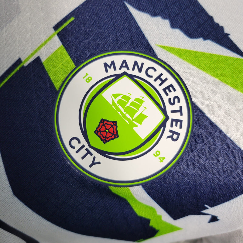 CAMISA VERSÃO PLAYER DO MANCHESTER CITY 23/24 BRANCO EDIÇÃO ESPECIAL
